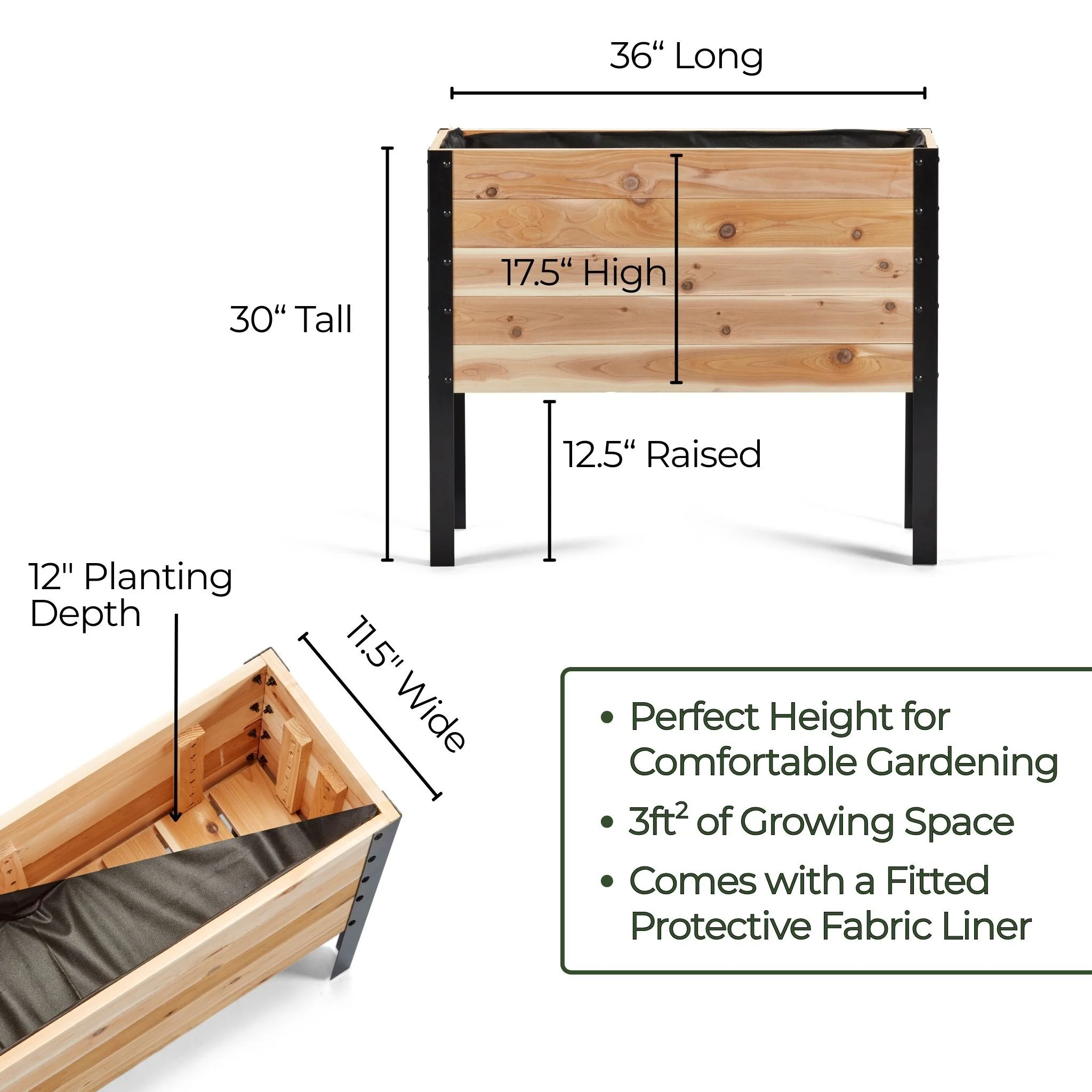 11.5" x 36" Raised Garden Bed - 30" TALL / Garden Grade - Image 6