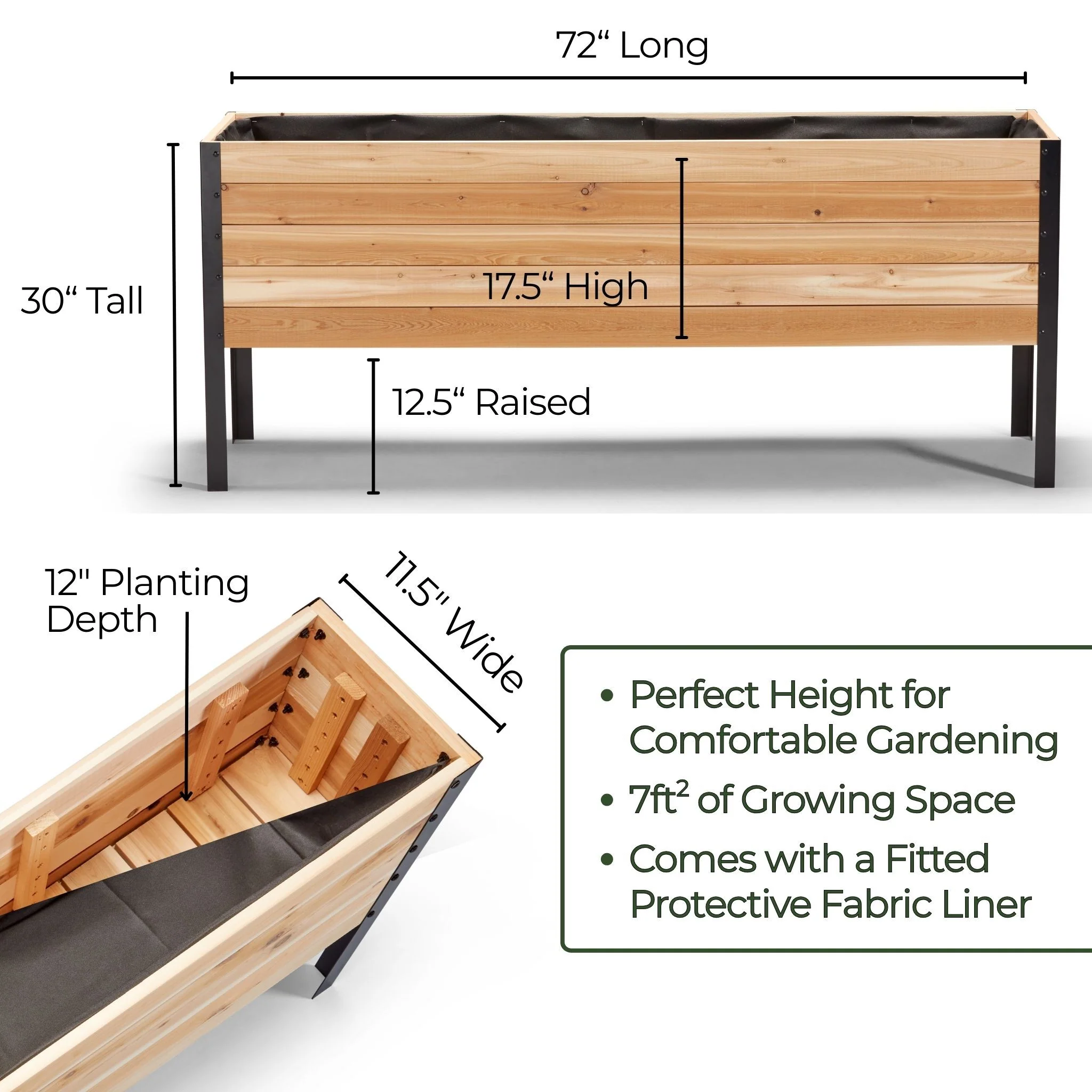 11.5" x 72" Raised Garden Bed - 30" TALL / Select Grade - Image 7